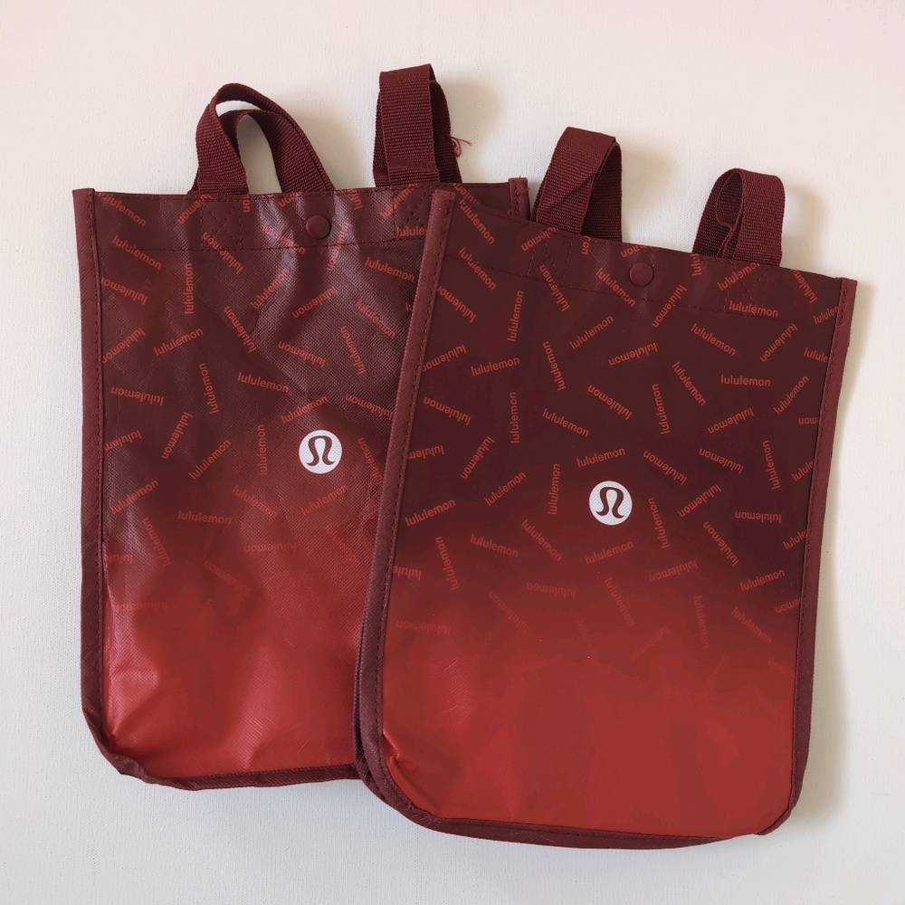 💖3/$15💖 Lululemon Small Reusable Shopping Bag in Red Burgundy Ombré